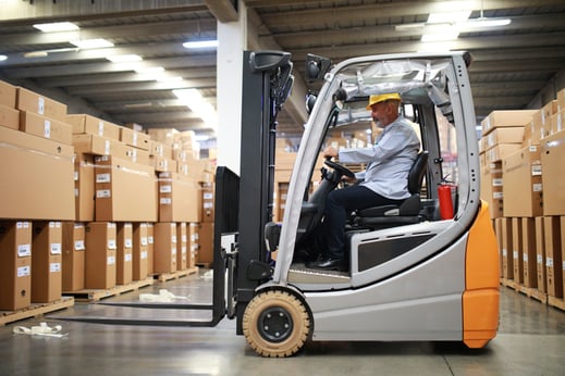 forklift battery charger - man with forklift