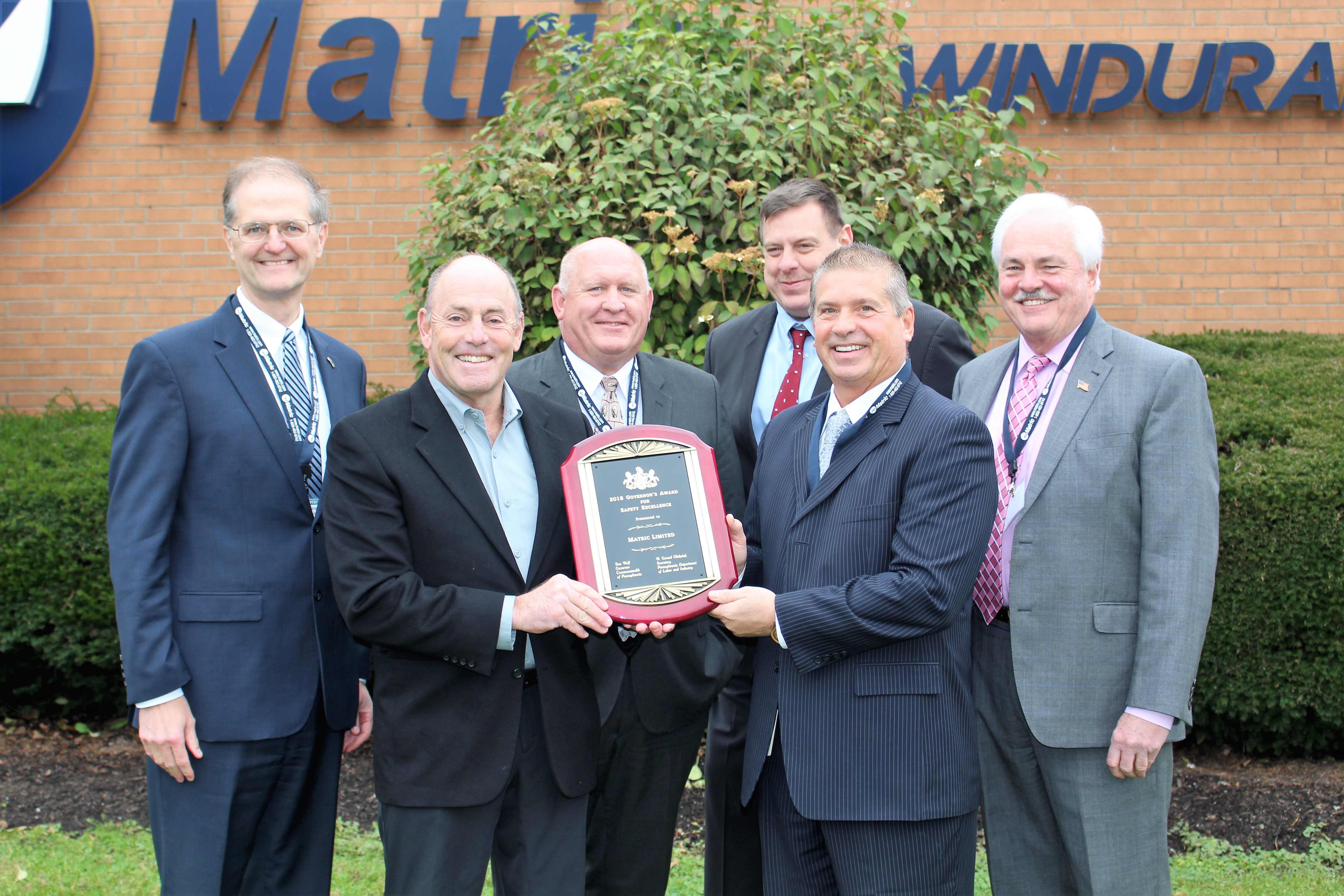 Matric Group Honored With Governor’s Safety Award